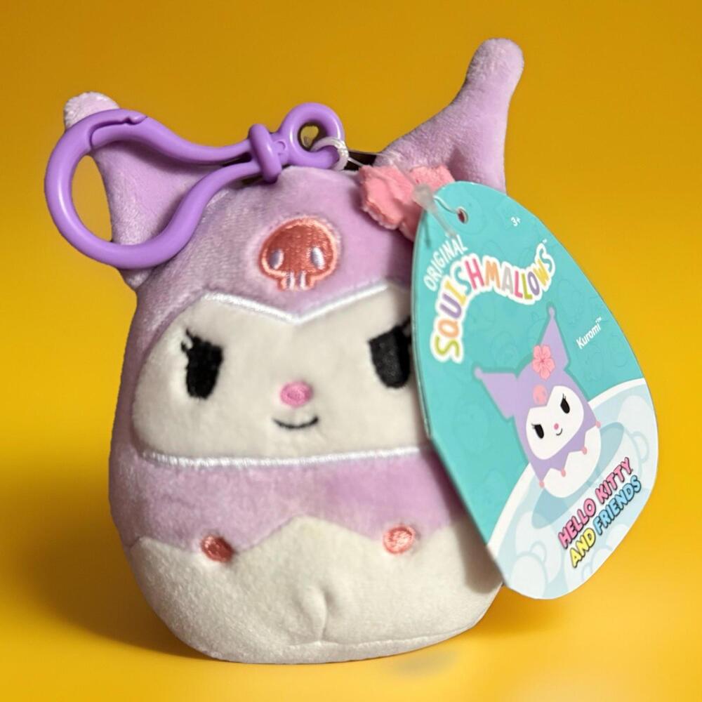 Kuromi Sanrio Squishmallow Hello Kitty Purple Mini Plush 3.5” Keychain Tag RARE